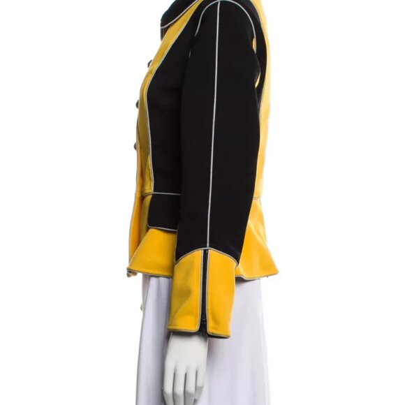 Moschino Italian Yellow Gold Black Silver Zipper Jacket Colorblock US 8 Small - Picture 8 of 10